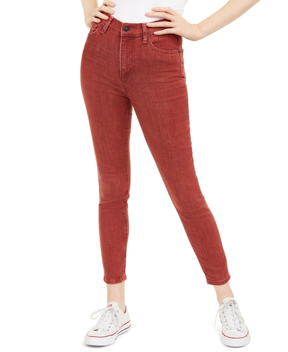 Calça jeans skinny feminina de cintura alta e tornozelo rosa celebridade, tamanho 7