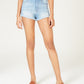 Shorts jeans de cintura alta para adolescentes da Celebrity Pink Junior, tamanho 0, azul