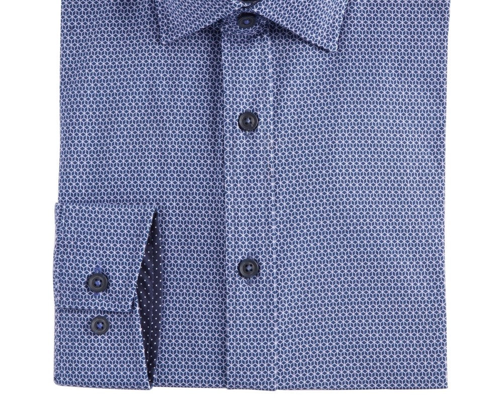 Camisa social masculina Construct Slim-Fit Performance Stretch Geo-Print Cooling Comfort Roxa Tamanho 15x34-35