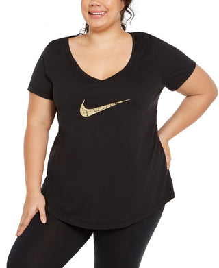 Camiseta Nike Feminina com Logo Gráfico, Cinza Escuro, Tamanho GG