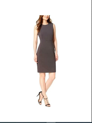 Vestido Calvin Klein Scuba Crepe Bainha Feminino Cinza Tamanho 10 Petite