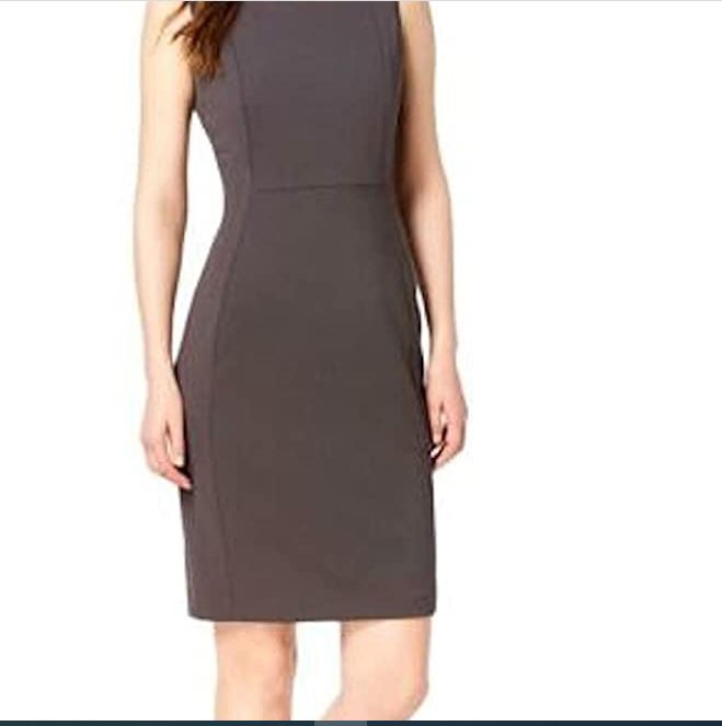 Vestido Calvin Klein Scuba Crepe Bainha Feminino Cinza Tamanho 10 Petite