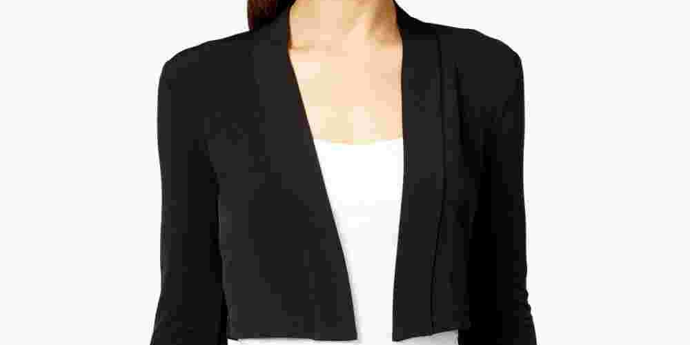 Calvin Klein Cardigan Feminino Manga 3/4 Aberto Preto Tamanho Pequeno