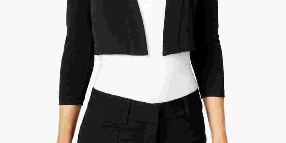 Calvin Klein Cardigan Feminino Manga 3/4 Aberto Preto Tamanho Pequeno