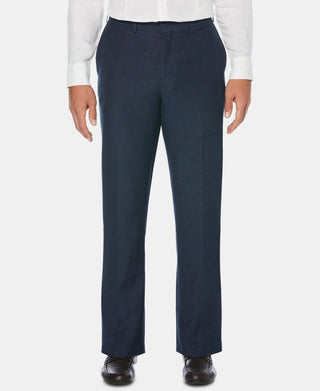 Cubavera Men's Flat Front Textured Linen Pants Blue Size 44X30