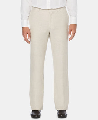 Cubavera Men's Flat Front Textured Linen Pants Dark Beige Size 52X32