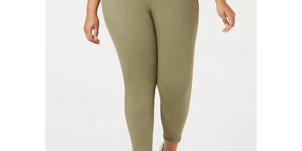 Calça jeans skinny feminina rosa celebridade, verde, tamanho 14