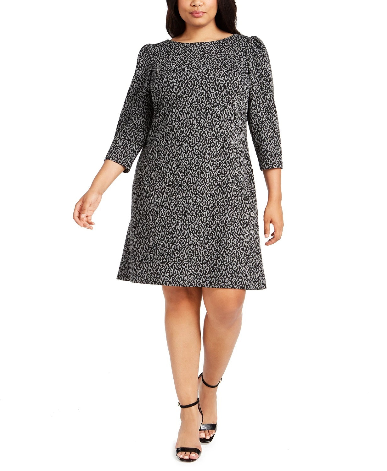 Vestido de malha ponte estampa animal feminino Calvin Klein cinza tamanho 14W
