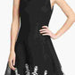 Vestido feminino DKNY sem mangas bordado com ajuste evasê, preto, tamanho 10
