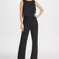 Macacão feminino DKNY com sobreposição de chiffon, preto, tamanho 14