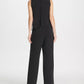 Macacão feminino DKNY com sobreposição de chiffon, preto, tamanho 14