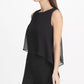 Macacão feminino DKNY com sobreposição de chiffon, preto, tamanho 14