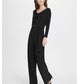 Macacão feminino DKNY com decote careca e cinto, preto, tamanho 8