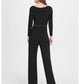 Macacão feminino DKNY com decote careca e cinto, preto, tamanho 8