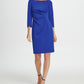 Vestido feminino DKNY com bainha franzida lateral e ponte azul, tamanho 2