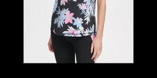 Camiseta regata feminina DKNY Sport com estampa de logotipo, preta, tamanho médio