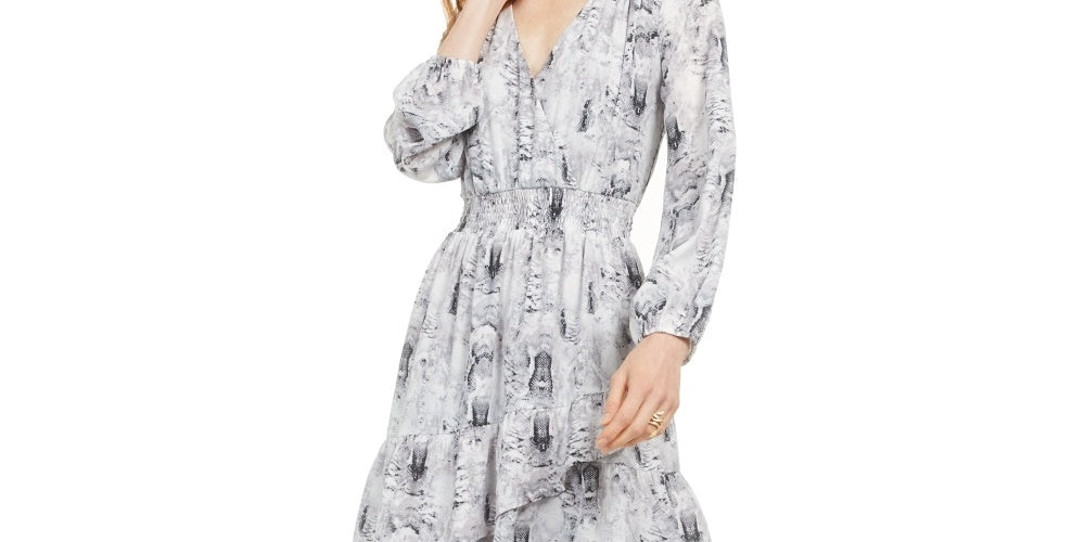 Vestido feminino 19 Cooper com estampa de cobra e ajuste flare, cinza, tamanho extragrande