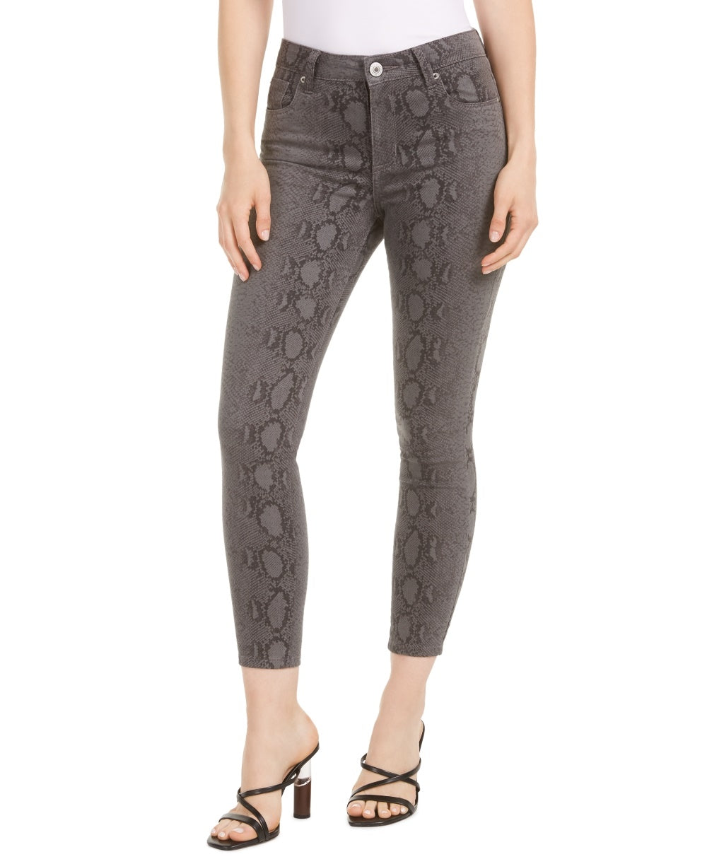 Calça jeans skinny feminina STS Blue Ellie com estampa de cobra, cintura alta, cinza, tamanho 25