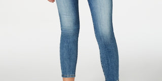 Calça jeans skinny feminina Brittany de cintura alta, tamanho 32, azul, STS