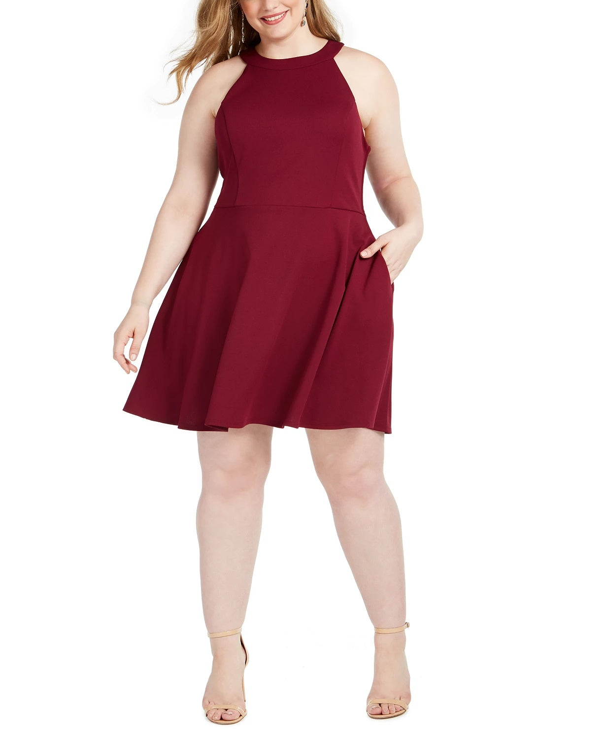 Vestido plus size da Speechless feminino, estilo linha A, com laço nas costas, roxo, tamanho 16