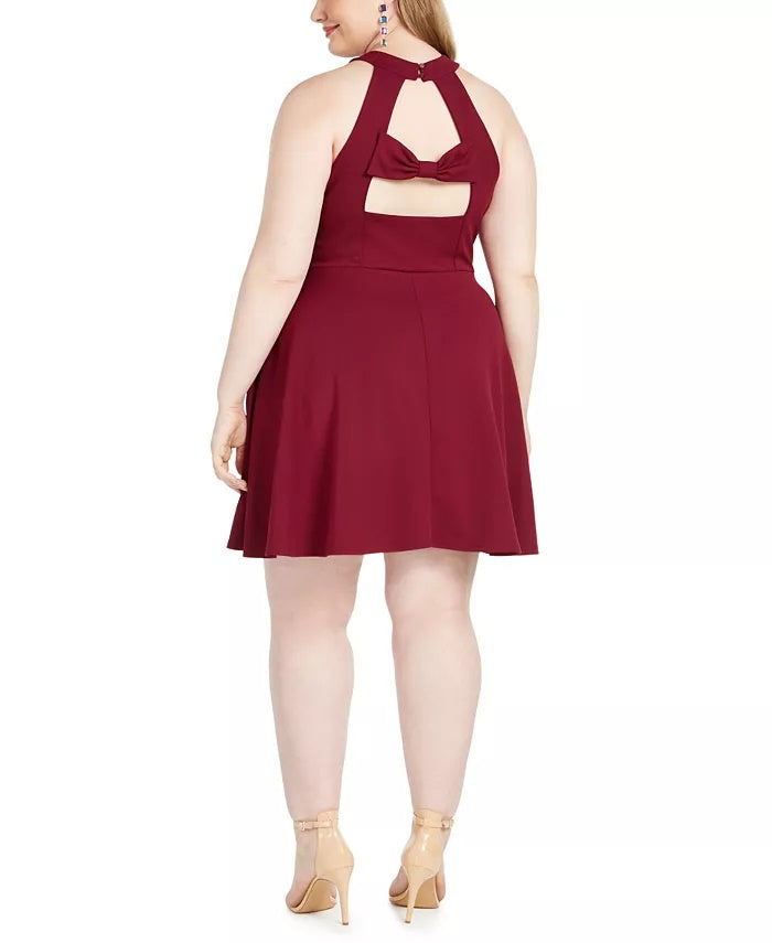Vestido plus size da Speechless feminino, estilo linha A, com laço nas costas, roxo, tamanho 16