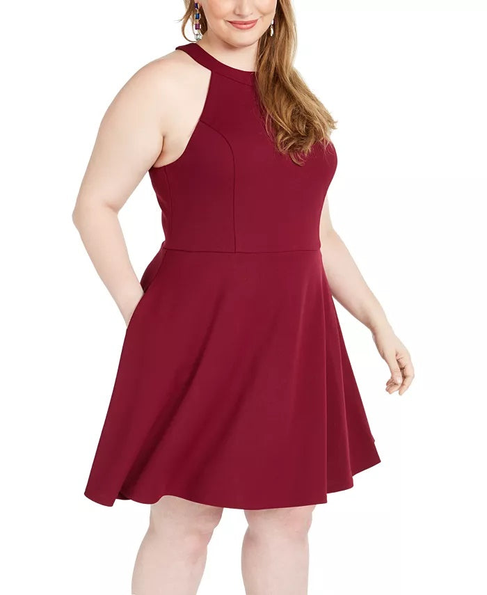 Vestido plus size da Speechless feminino, estilo linha A, com laço nas costas, roxo, tamanho 16