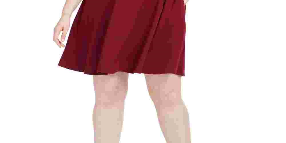 Vestido feminino sem mangas com corte em laço e alças acima do joelho, tamanho 22, vermelho