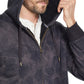 Moletom com capuz masculino vintage texturizado e forrado com lã camuflada, à prova de intempéries, tamanho pequeno e médio