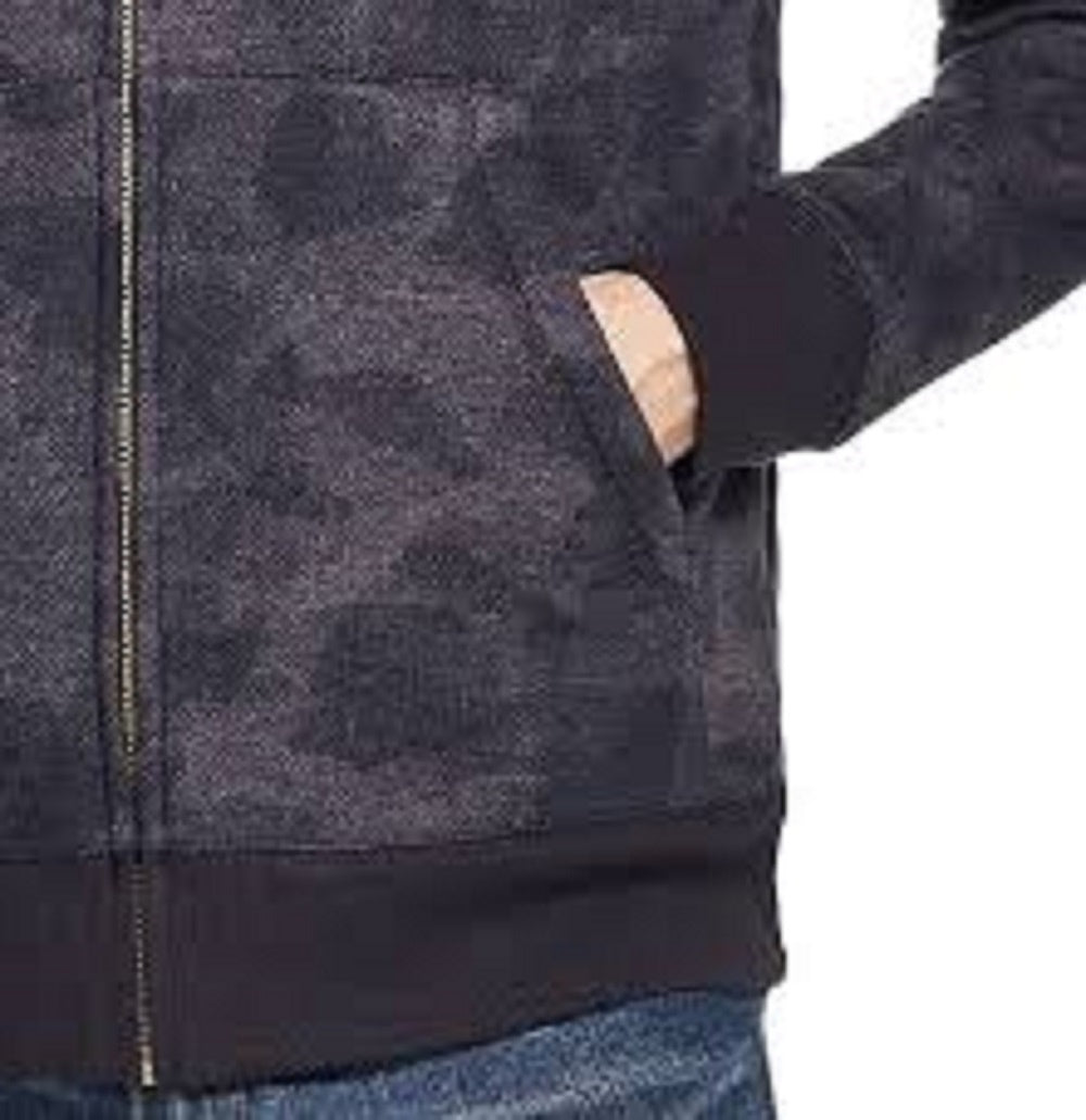 Moletom com capuz masculino vintage texturizado e forrado com lã camuflada, à prova de intempéries, tamanho pequeno e médio