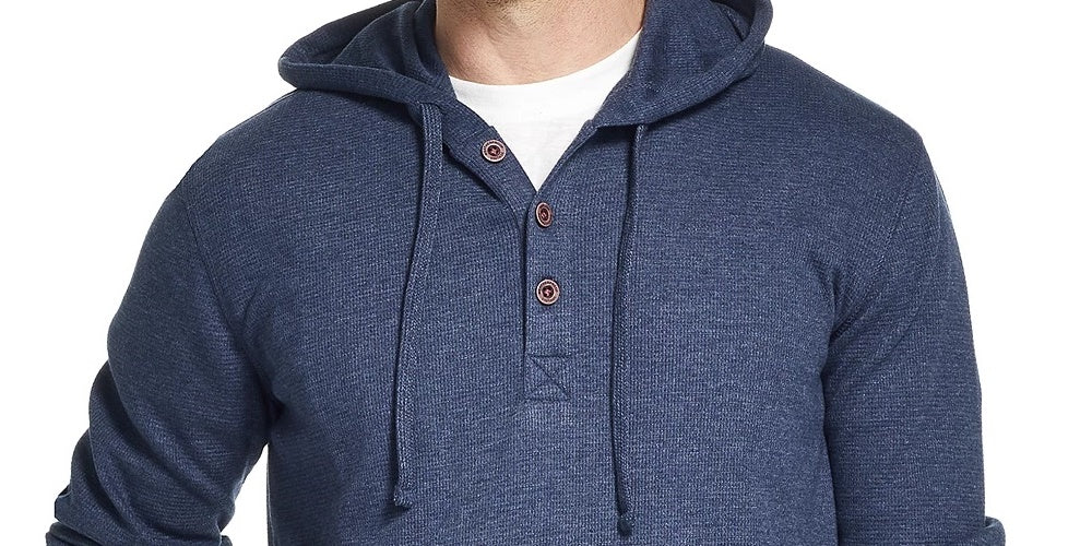 Moletom com capuz masculino vintage, azul marinho, manga comprida, ajuste clássico, tamanho pequeno