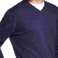 Suéter masculino vintage à prova de intempéries com decote em V, azul, tamanho extragrande