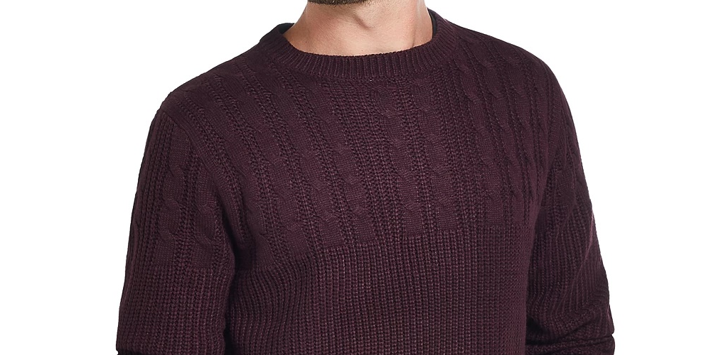 Suéter masculino vintage à prova de intempéries Cable Yolk vermelho tamanho grande médio