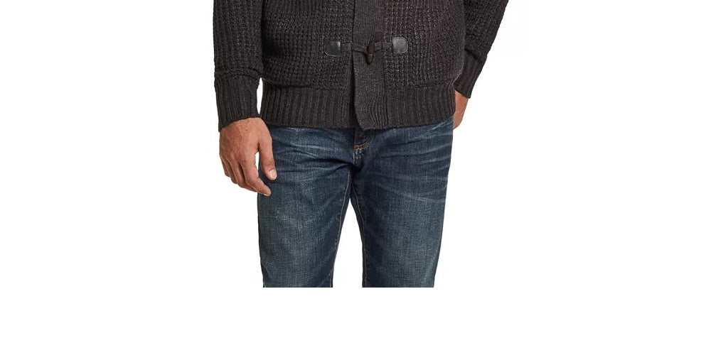 Suéter masculino vintage à prova de intempéries, pequeno, malha waffle, cinza, tamanho pequeno