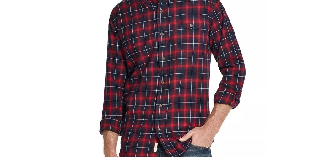 Camisa social masculina xadrez vintage, à prova de intempéries, com gola clássica, de algodão, tamanho médio, azul-marinho