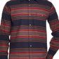 Camisa de flanela listrada escovada masculina vintage à prova de intempéries turquesa água tamanho pequeno