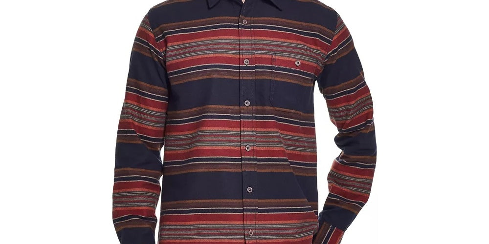 Camisa de flanela listrada escovada masculina vintage à prova de intempéries turquesa água tamanho pequeno