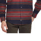 Camisa de flanela listrada escovada masculina vintage à prova de intempéries turquesa água tamanho pequeno