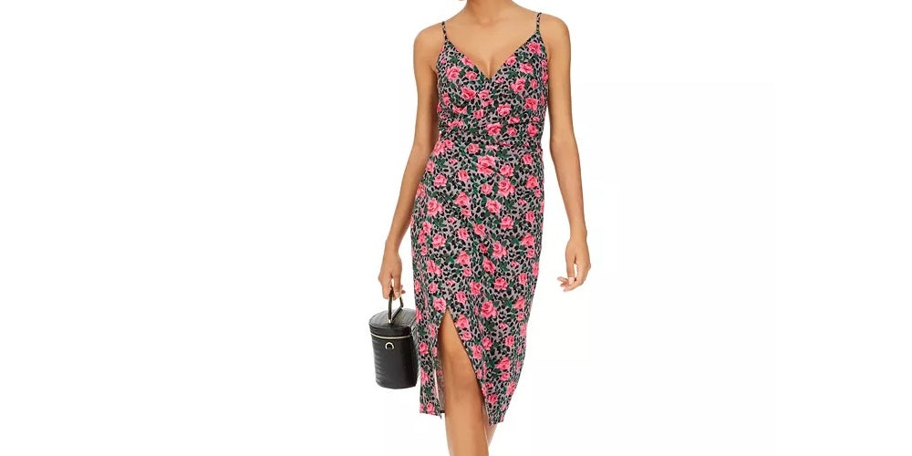 Vestido tubinho com estampa de leopardo rosa Betsey Johnson feminino, tamanho 16, vermelho