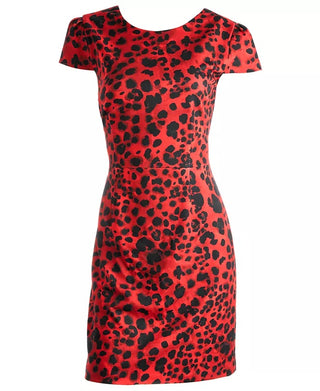 Vestido feminino Betsey Johnson com estampa de leopardo e costas em V, rosa, tamanho 6