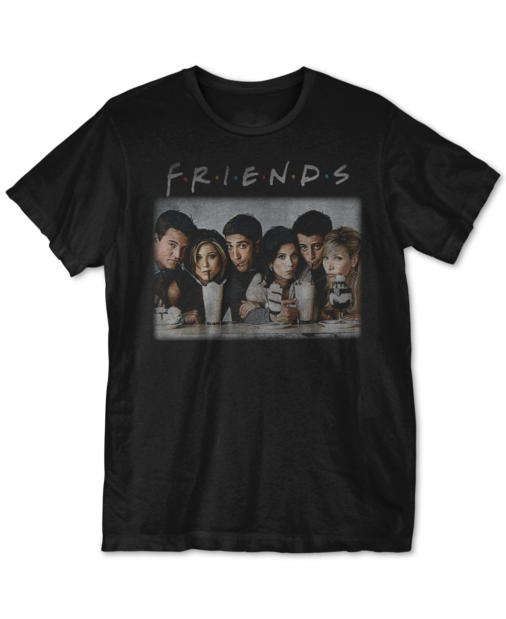 Camiseta gráfica masculina New World Friends, preta, tamanho grande