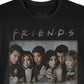 Camiseta gráfica masculina New World Friends, preta, tamanho grande