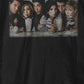 Camiseta gráfica masculina New World Friends, preta, tamanho grande