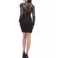 Vestido feminino Guess com bainha de renda e ilusão, preto, tamanho 10