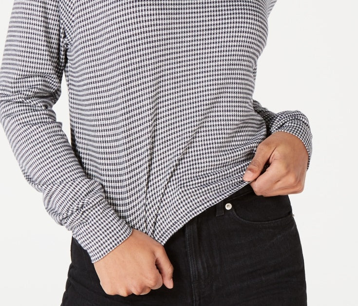 Gypsies &amp; Moondust Junior's Cropped Gingham Hoodie Preto Tamanho Grande