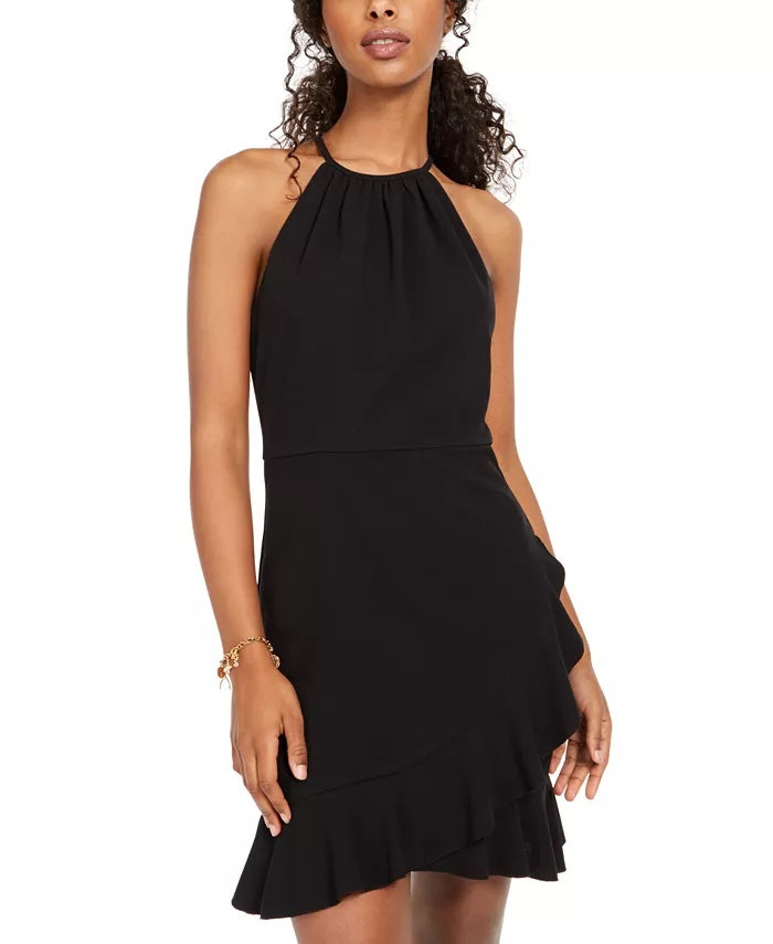 Vestido Teeze Me Junior com babados e ajuste evasê, preto, tamanho 0