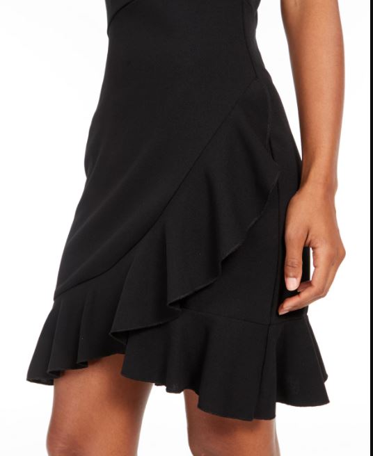 Vestido Teeze Me Junior com babados e ajuste evasê, preto, tamanho 0