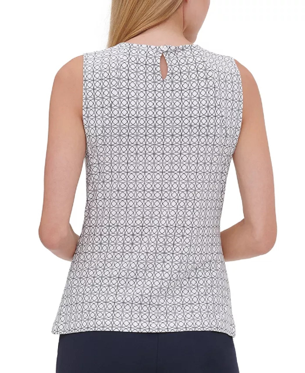 Blusa Tommy Hilfiger Feminina Sem Mangas Estampada Recortada Branca Tamanho Grande