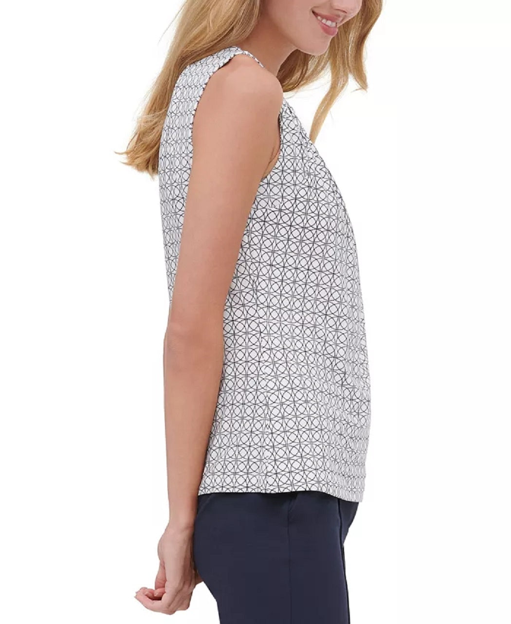 Blusa Tommy Hilfiger Feminina Sem Mangas Estampada Recortada Branca Tamanho Grande
