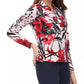 Blusa feminina Tommy Hilfiger com botões e gola floral, rosa, tamanho extragrande