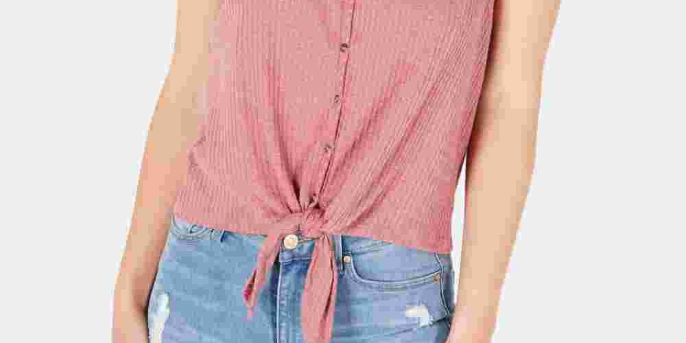 Regata Hippie Rose Junior com botões na frente e amarração na cintura, tamanho grande, marrom